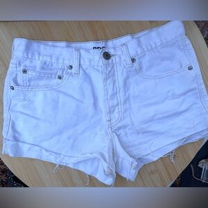 BDG Tomgirl White Denim Shorts – Size 27W – Distressed Cutoff Style